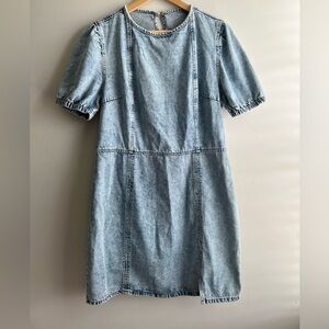 Pink Lily Acid Wash Puff Sleeve Mini Dress size XL